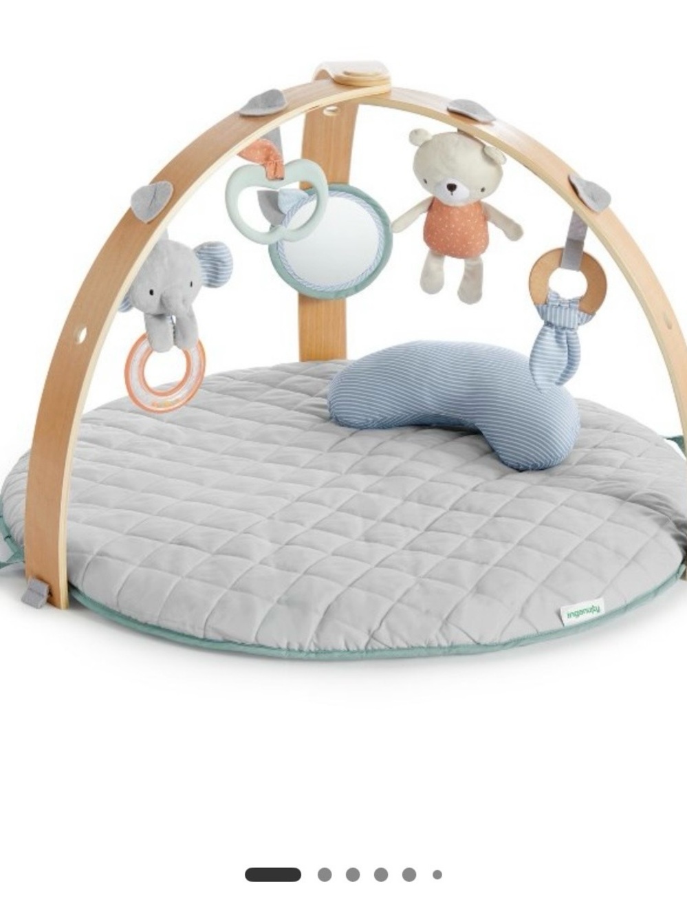 Ingenuity Plush Activity Gym Play Mat with Hanging Toys - Gray & Blue